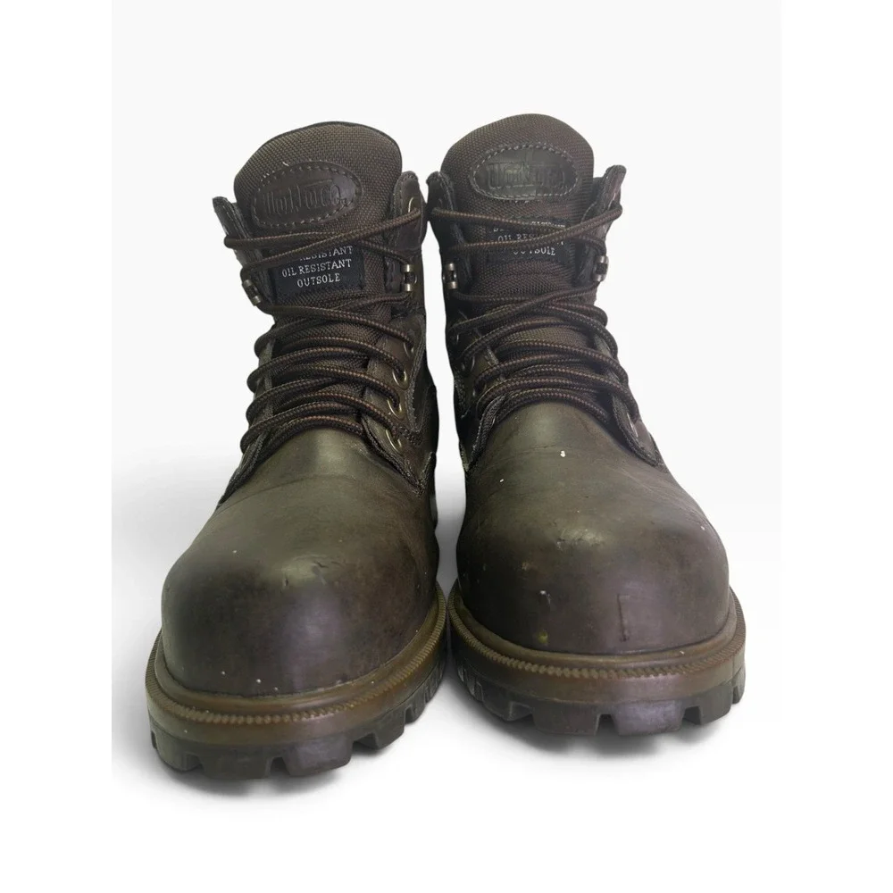 Workforce Men's 7.5 Brown Leather Steel Toe Industrial Work Boots Oil Resistant